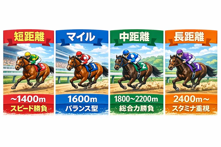 距離の違い（短距離・マイル・中距離・長距離）