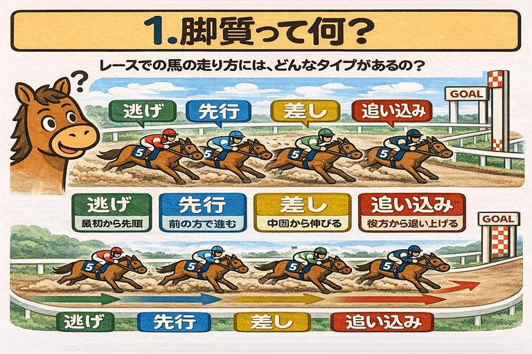 初心者向け：脚質（逃げ・先行・差し・追い込み）を図解で理解しよう